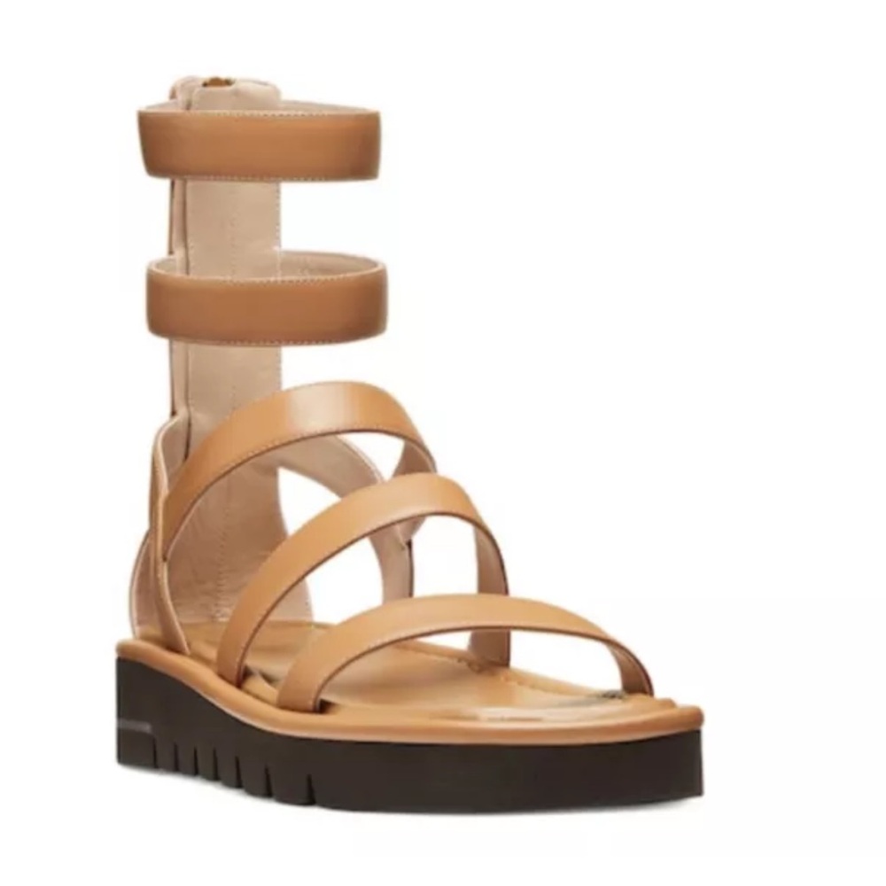 Stuart Weitzman Gala Lift Gladiator Back Zip Sandals Tan 8.5 - Picture 9 of 13